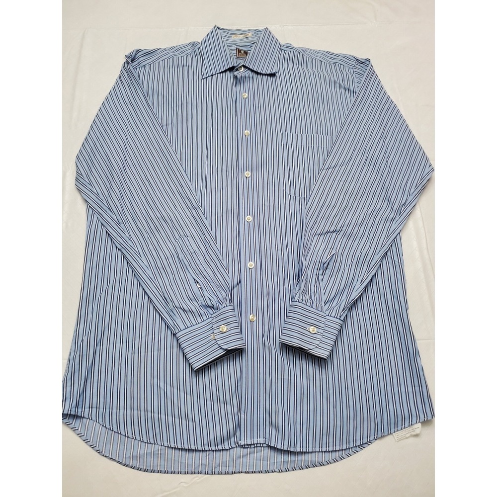 Peter Millar Shirt Large Blue Striped Long Sleeve Button Up Cotton Professional